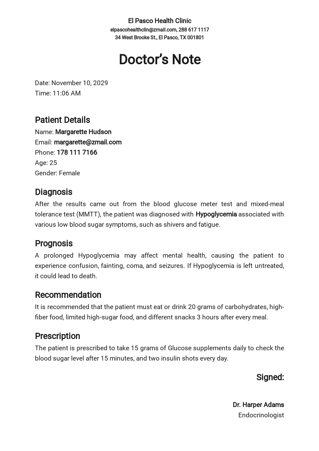 Simple Doctor Note Template in Google Docs, Word, Apple Pages, PDF