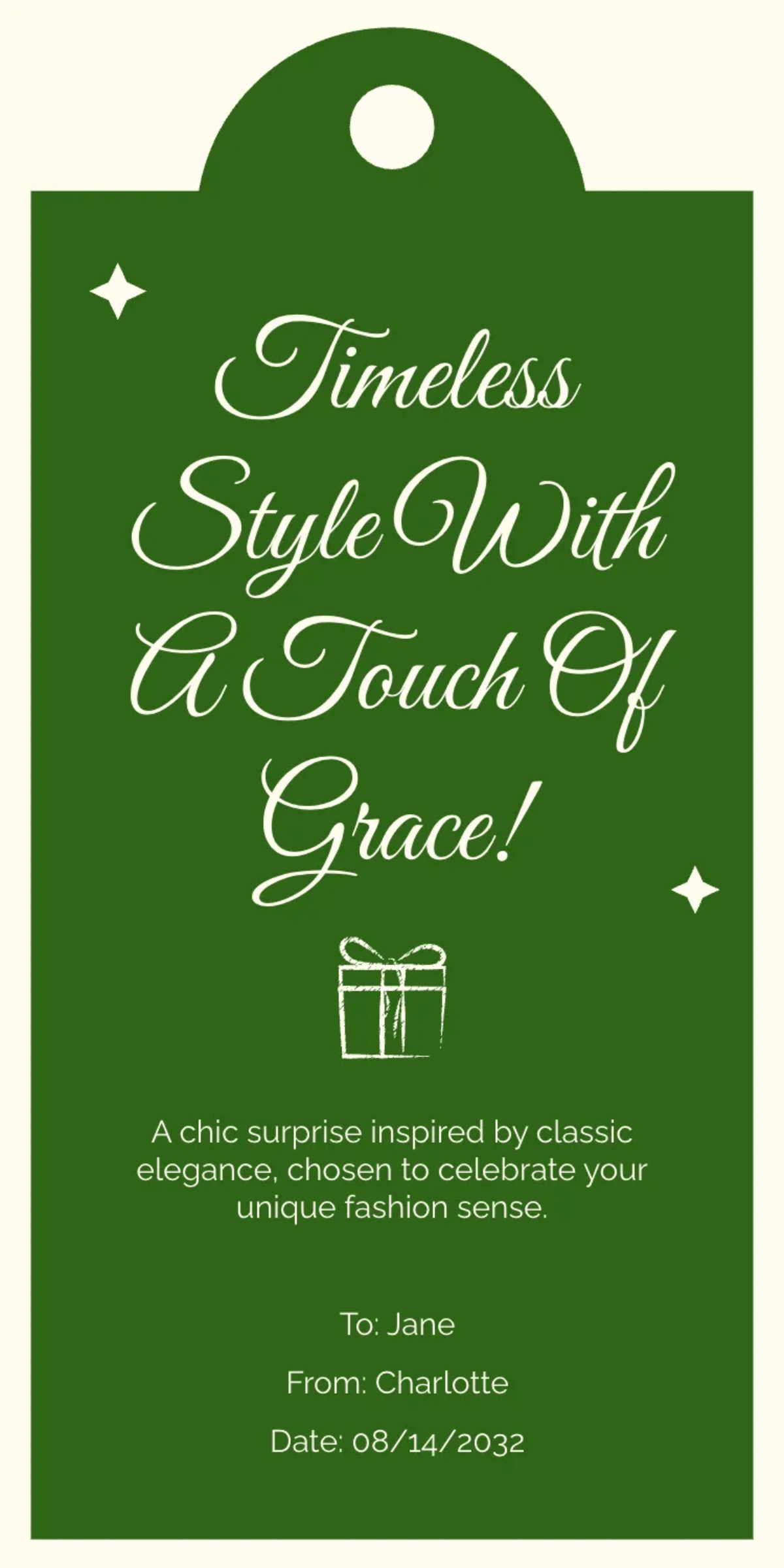 Free Vintage Fashion Gift Tag to Edit Online