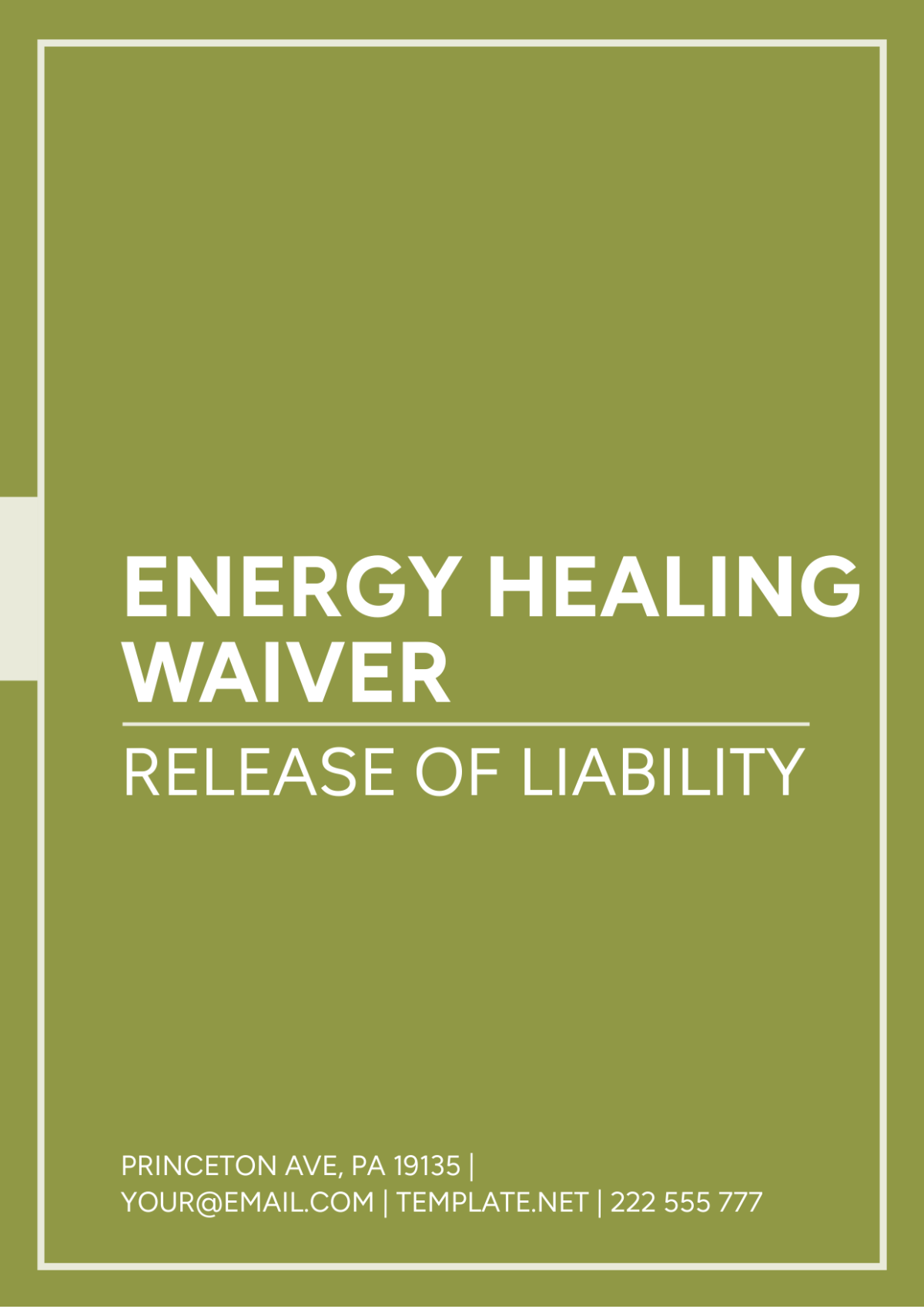 Energy Healing Waiver Release Of Liability Template