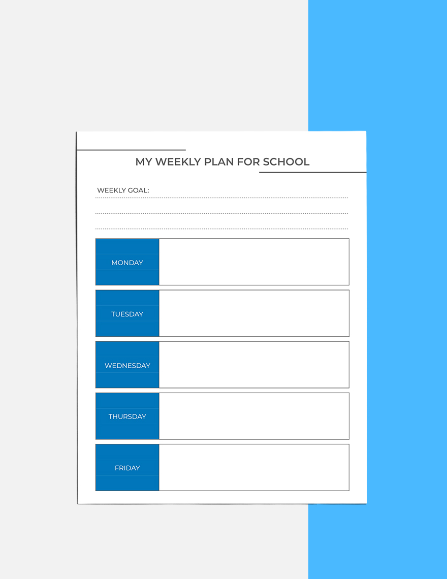 Middle School Student Planner Template