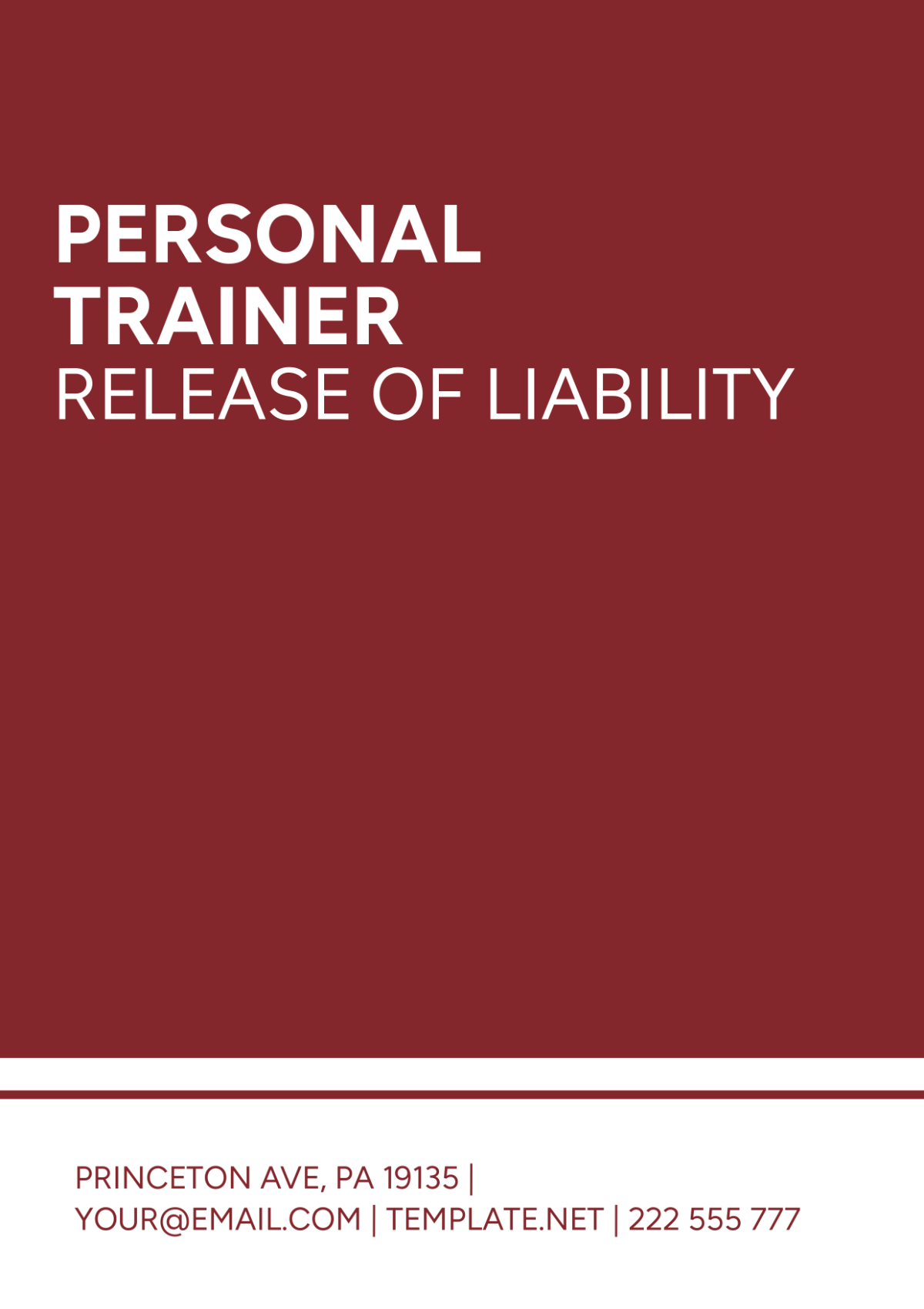 Personal Trainer Release Of Liability Template