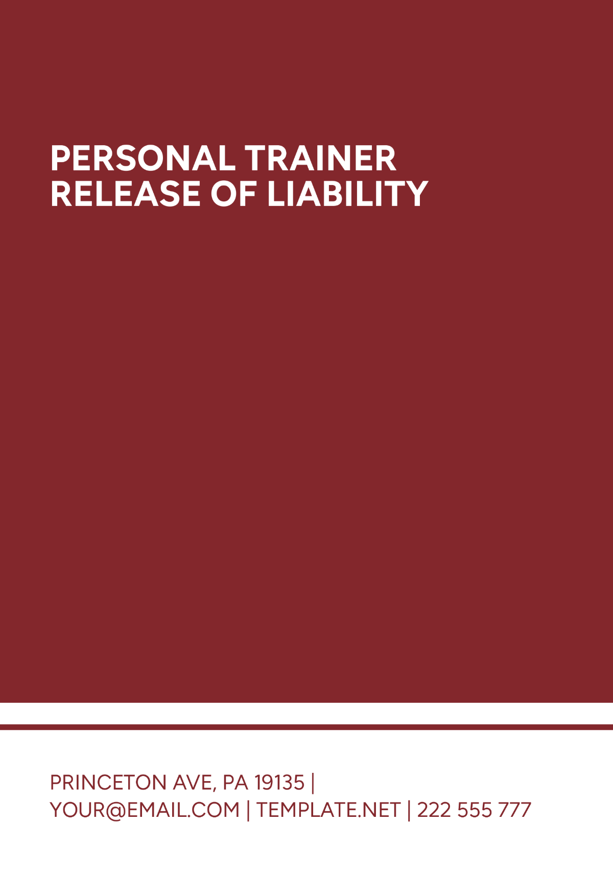 Personal Trainer Release Of Liability Template