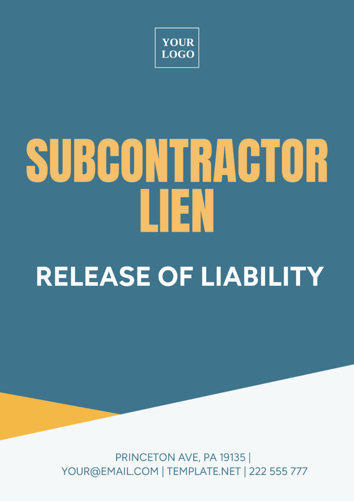 Subcontractor Lien Release of Liability Template