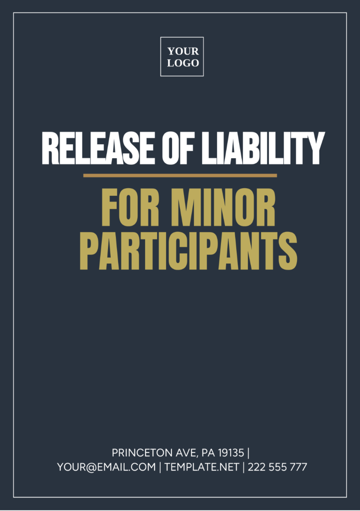 Free Release of Liability for Minor Participants Template