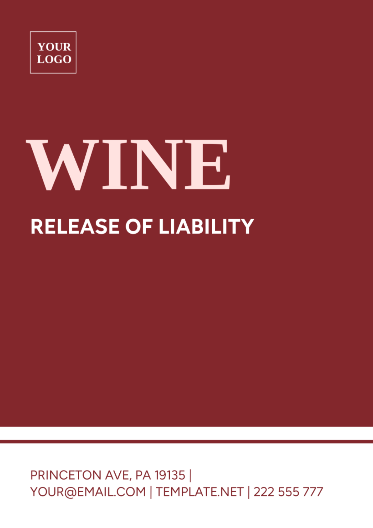Wine Release of Liability Template