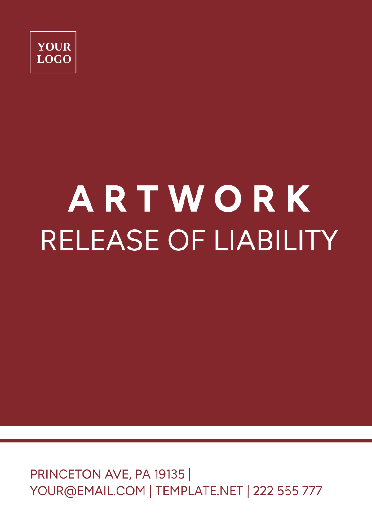 Free Artwork Release of Liability Template