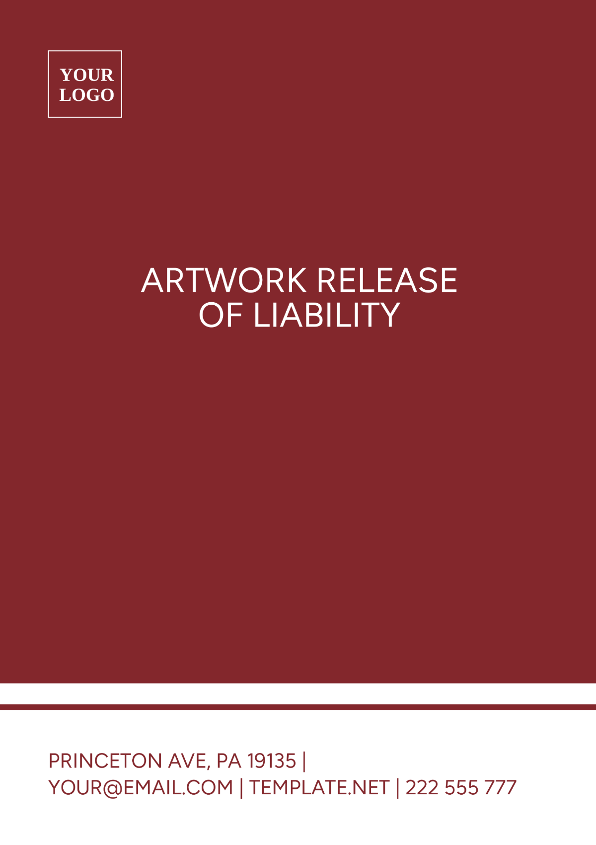 Artwork Release of Liability Template