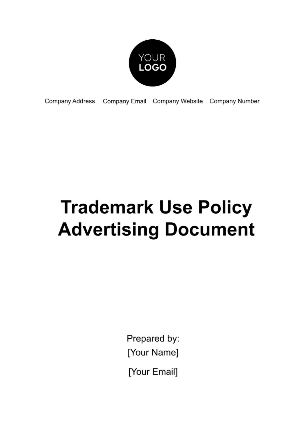Trademark Use Policy Advertising Document Template