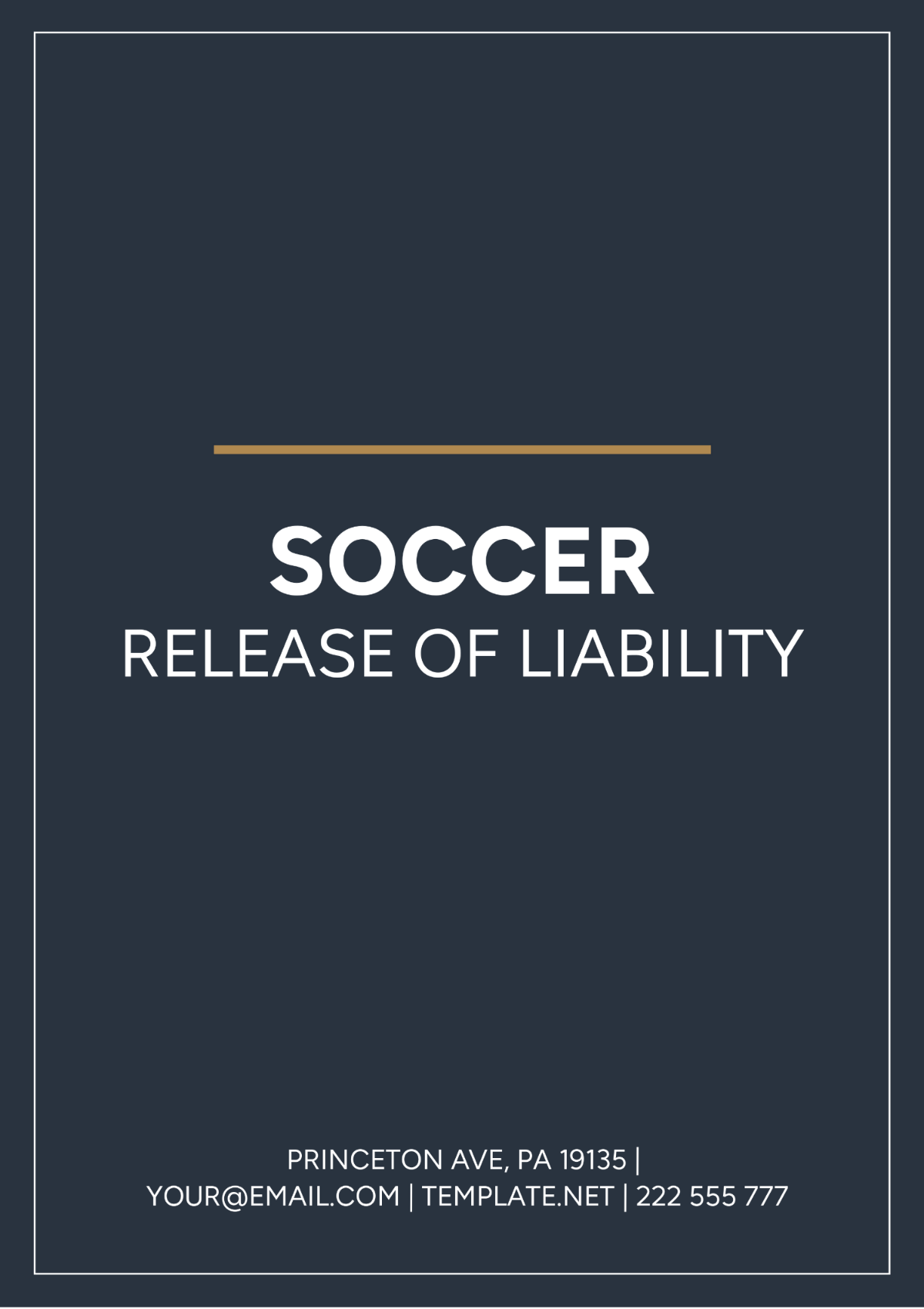 Soccer Release Of Liability Template