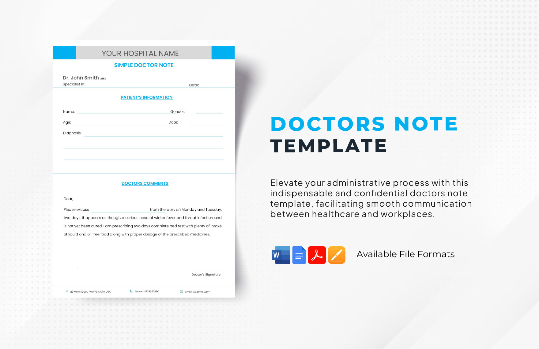 Simple Doctor Note Template in Google Docs, Word, PDF, Pages - Download | Template.net