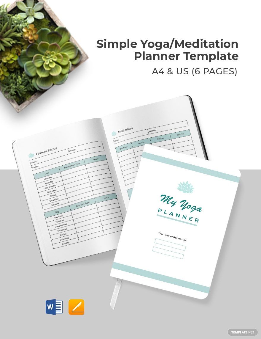 Free Simple Yoga/ Meditation Planner Template