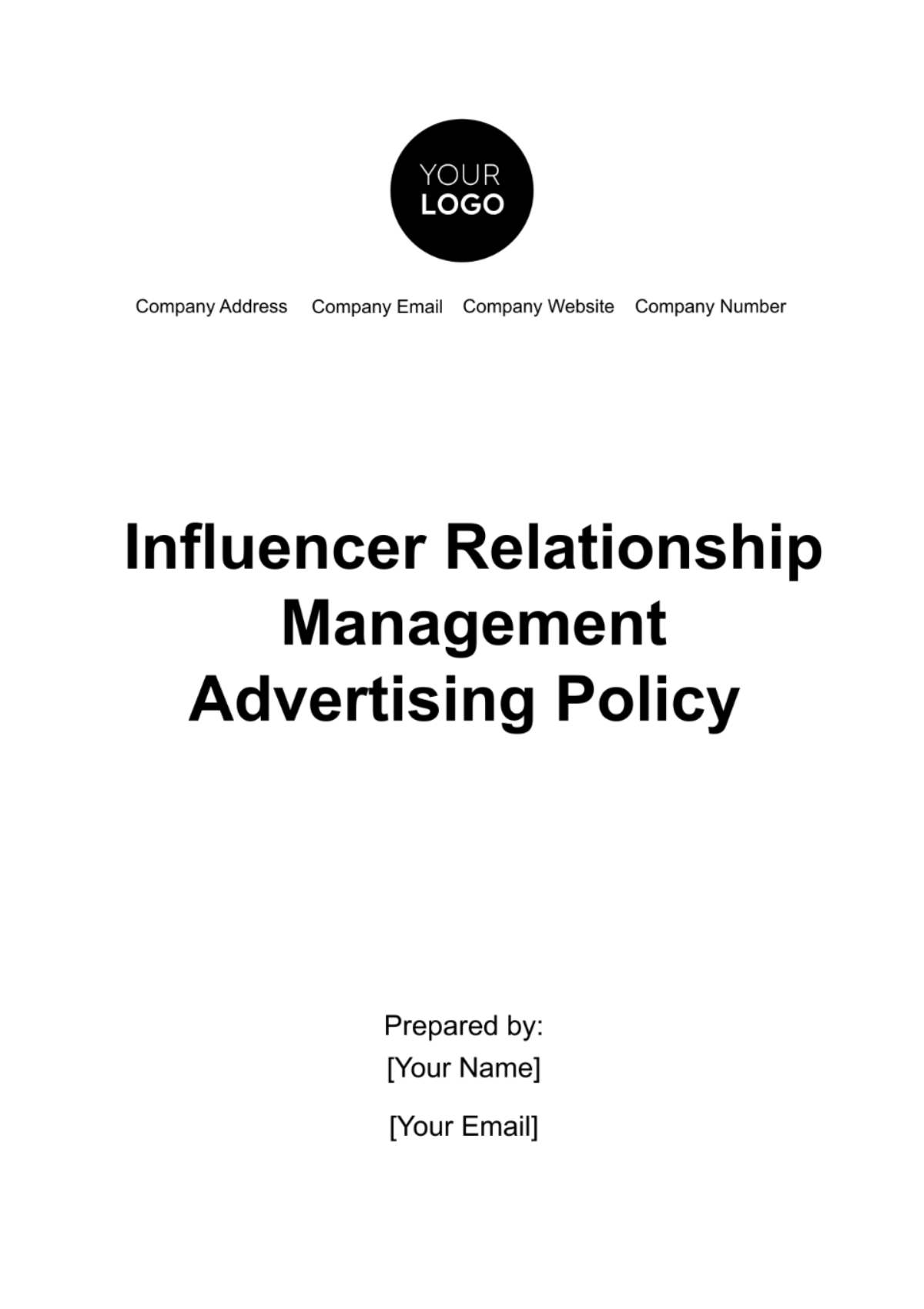 Free Influencer Relationship Management Advertising Policy Template
