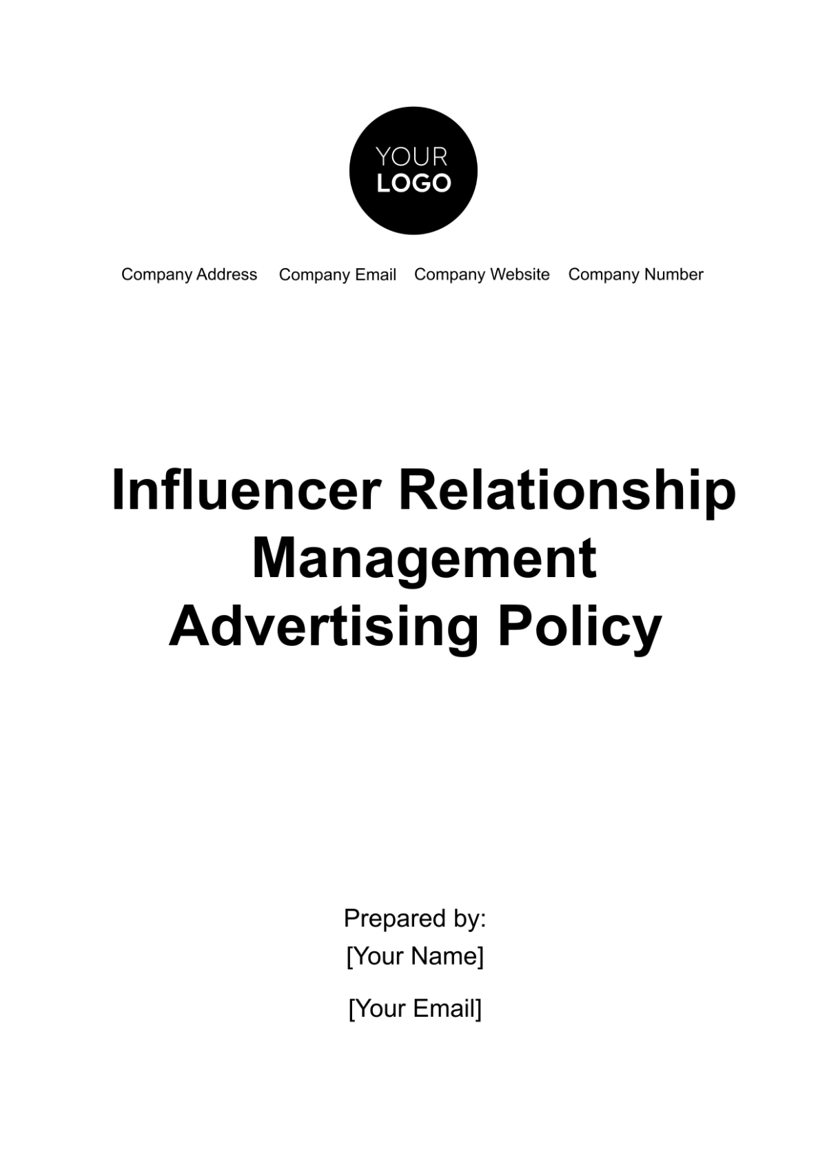 Influencer Relationship Management Advertising Policy Template