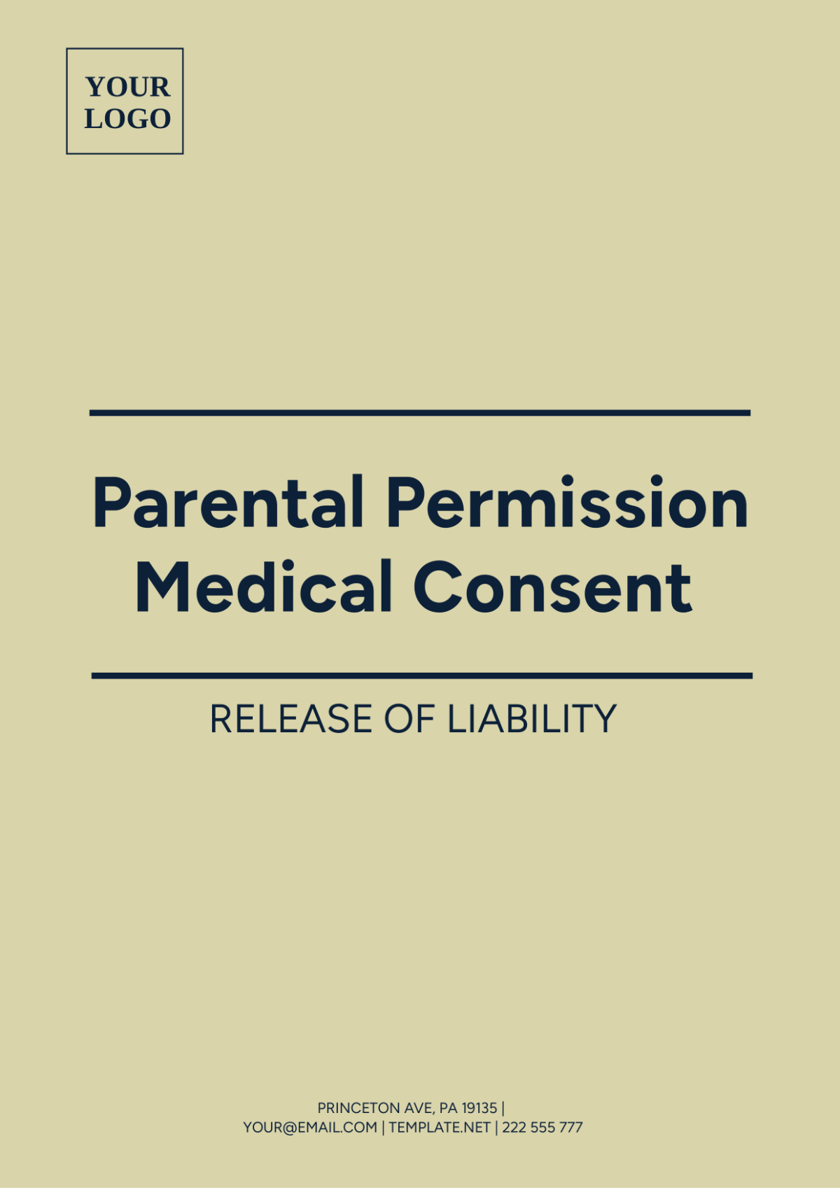 Parental Permission Medical Consent Release Of Liability Template