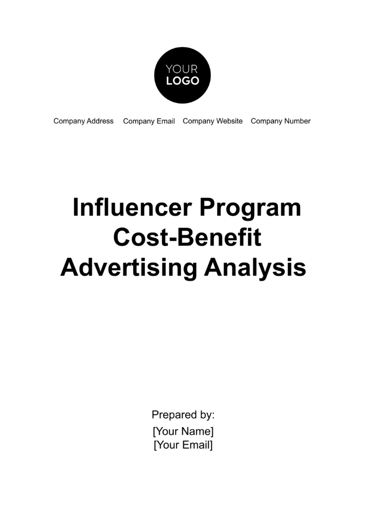 Free Influencer Program Cost-Benefit Advertising Analysis Template