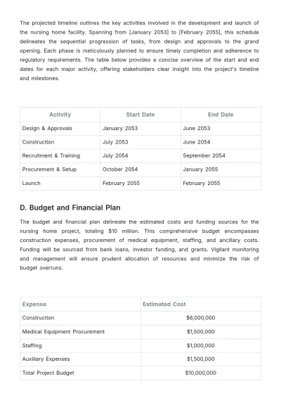 Free Nursing Home Project Strategy Template to Edit Online