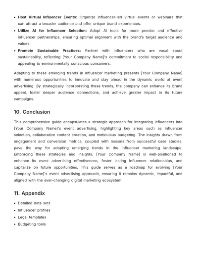 Free Influencer Event Management Advertising Guide Template to Edit Online