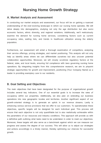 Free Nursing Home Growth Strategy Template to Edit Online