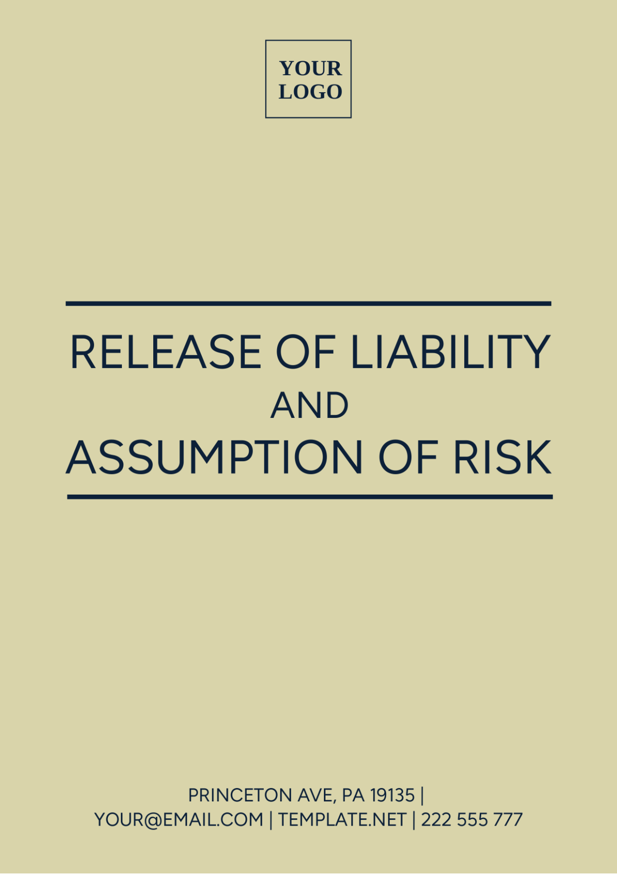 Free Release Of Liability And Assumption Of Risk Template