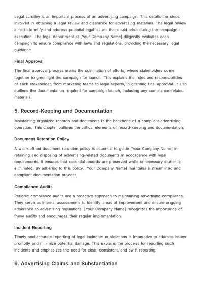 Free Internal Controls for Marketing Compliance in Advertising Template to Edit Online