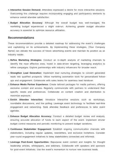 Free Complete Event Wrap-Up Advertising Report Template to Edit Online
