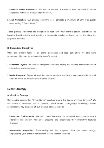 Free Proposal for Brand Activation Event in Advertising Template to Edit Online