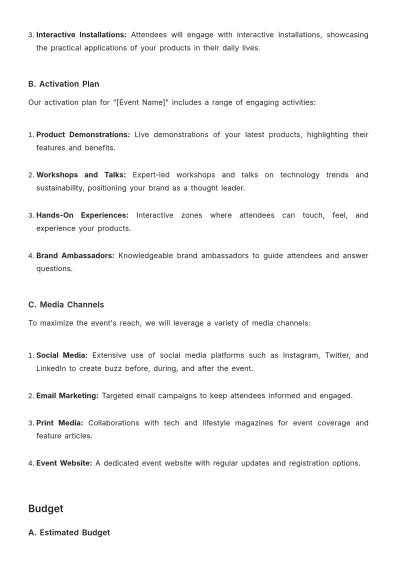 Free Proposal for Brand Activation Event in Advertising Template to Edit Online