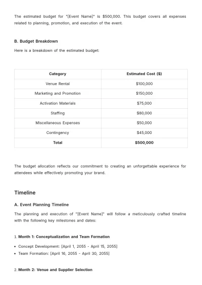 Free Proposal for Brand Activation Event in Advertising Template to Edit Online