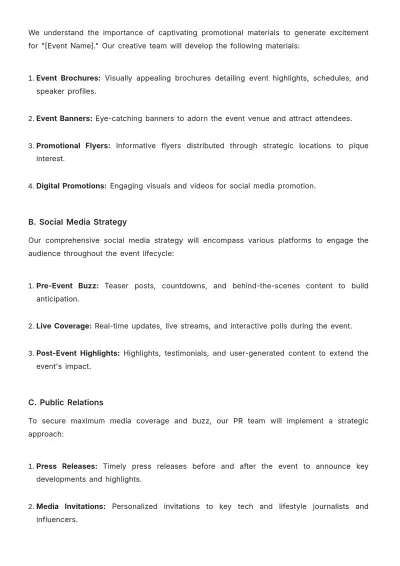 Free Proposal for Brand Activation Event in Advertising Template to Edit Online