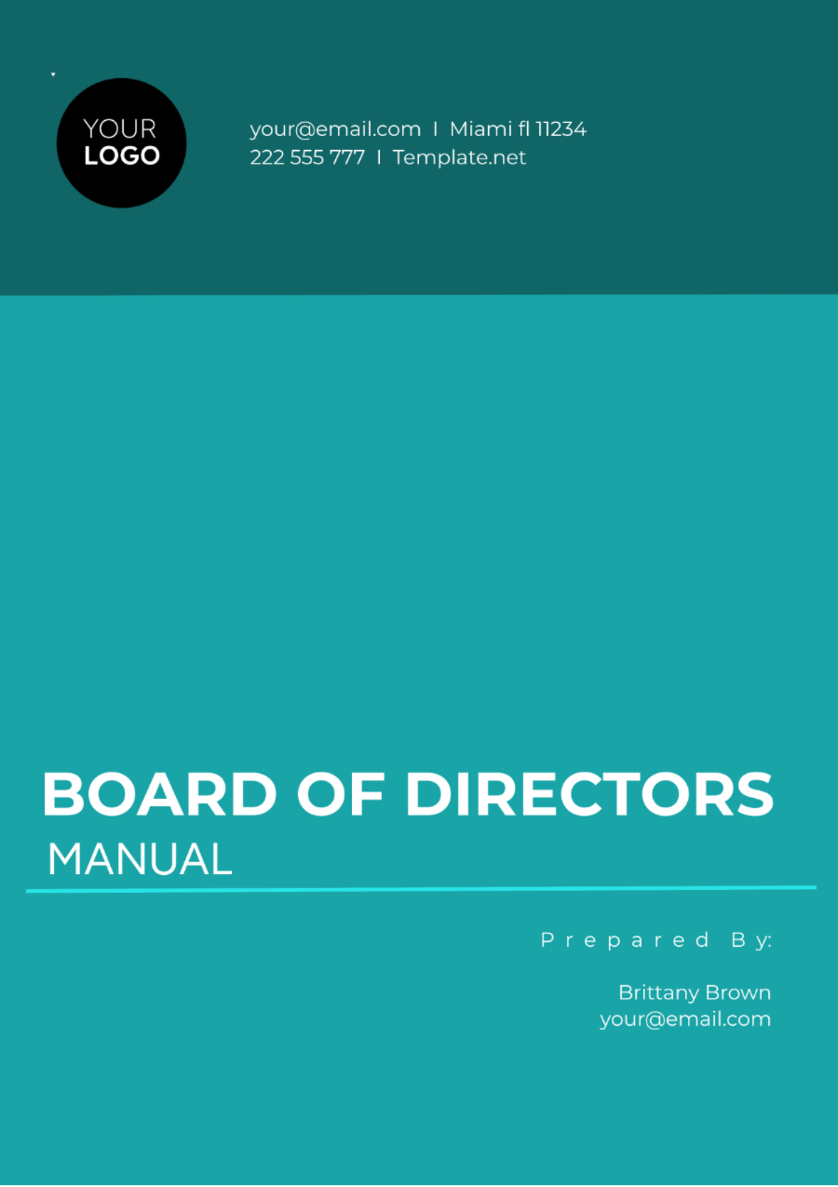 Board of Directors Manual Template