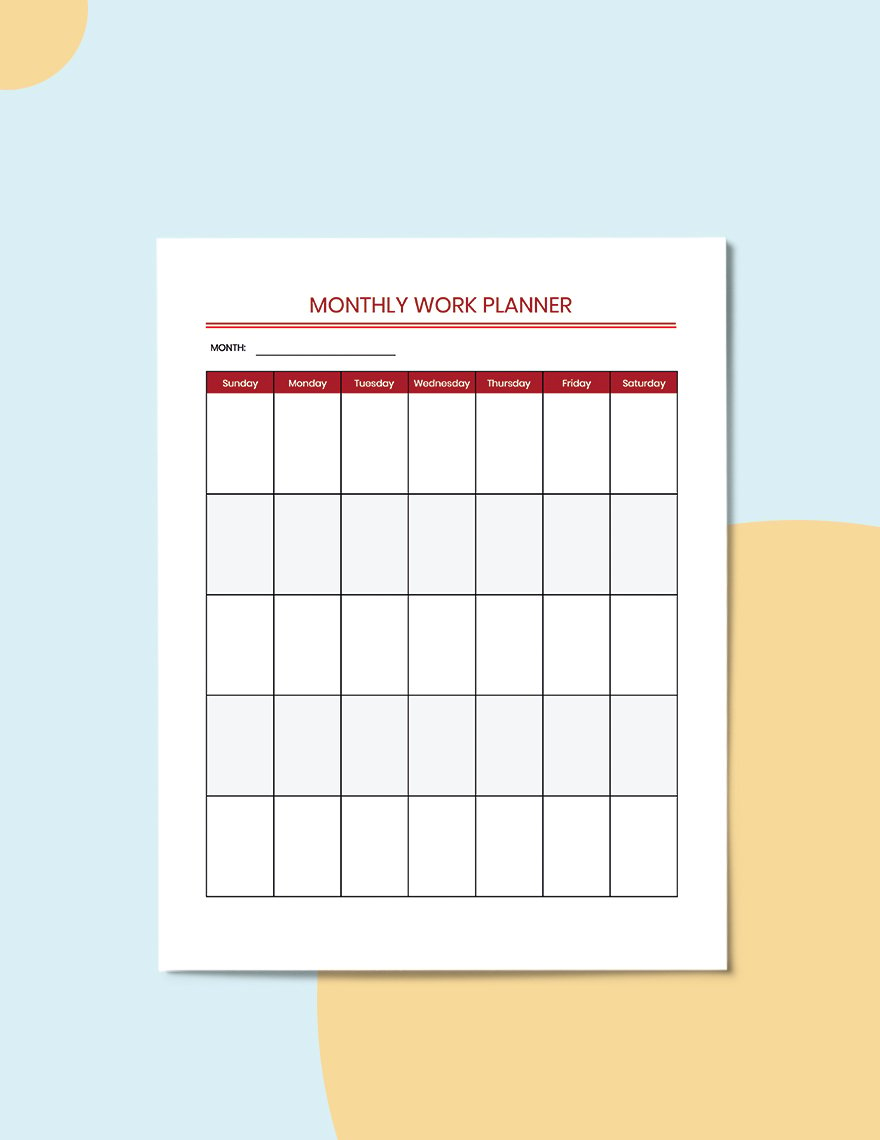 monthly business planner template