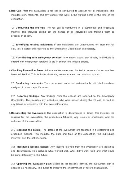 Free Nursing Home Resident Evacuation Protocol Guide Template to Edit Online