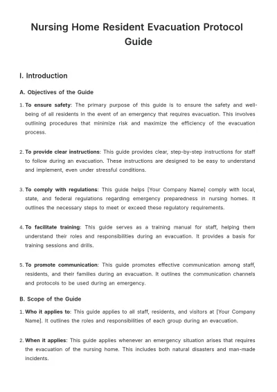 Free Nursing Home Resident Evacuation Protocol Guide Template to Edit Online