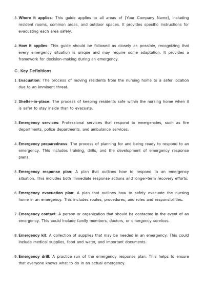 Free Nursing Home Resident Evacuation Protocol Guide Template to Edit Online