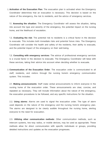 Free Nursing Home Resident Evacuation Protocol Guide Template to Edit Online