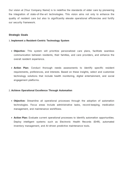 Free Nursing Home Technology Strategy Template to Edit Online