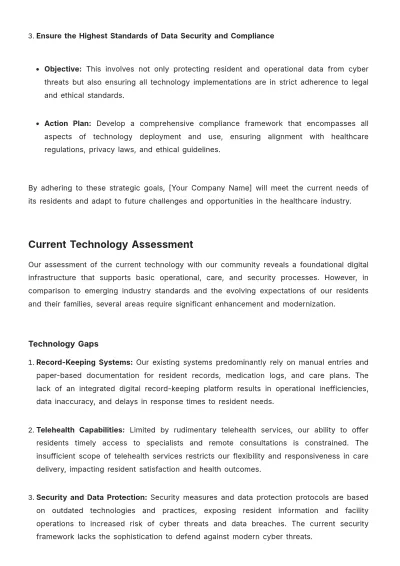 Free Nursing Home Technology Strategy Template to Edit Online