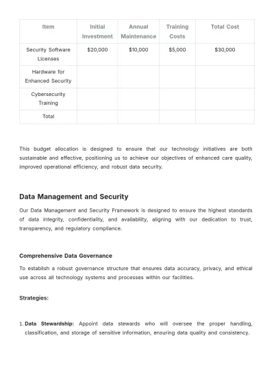 Free Nursing Home Technology Strategy Template to Edit Online