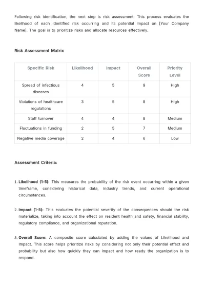 Free Nursing Home Risk Management Strategy Template to Edit Online