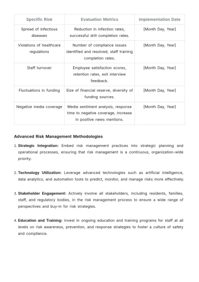 Free Nursing Home Risk Management Strategy Template to Edit Online
