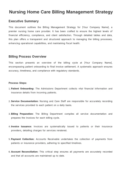 Free Nursing Home Care Billing Management Strategy Template to Edit Online