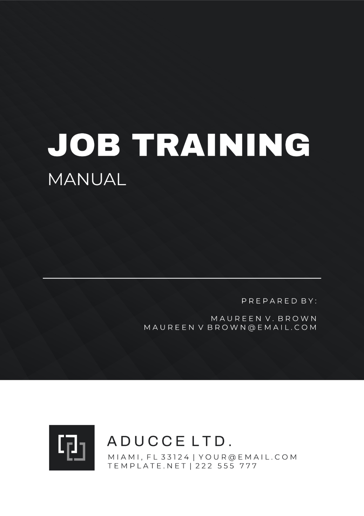 Job Training Manual Template