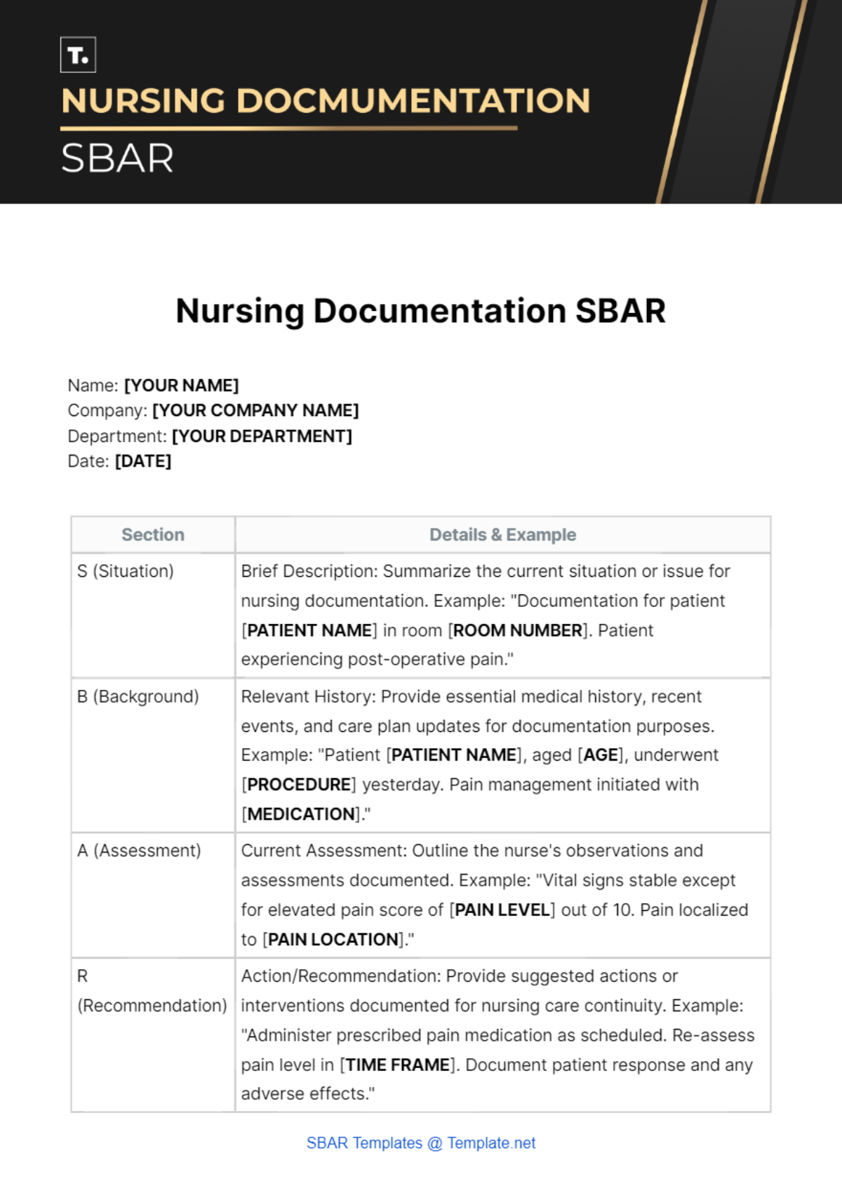 Free Nursing Documentation SBAR