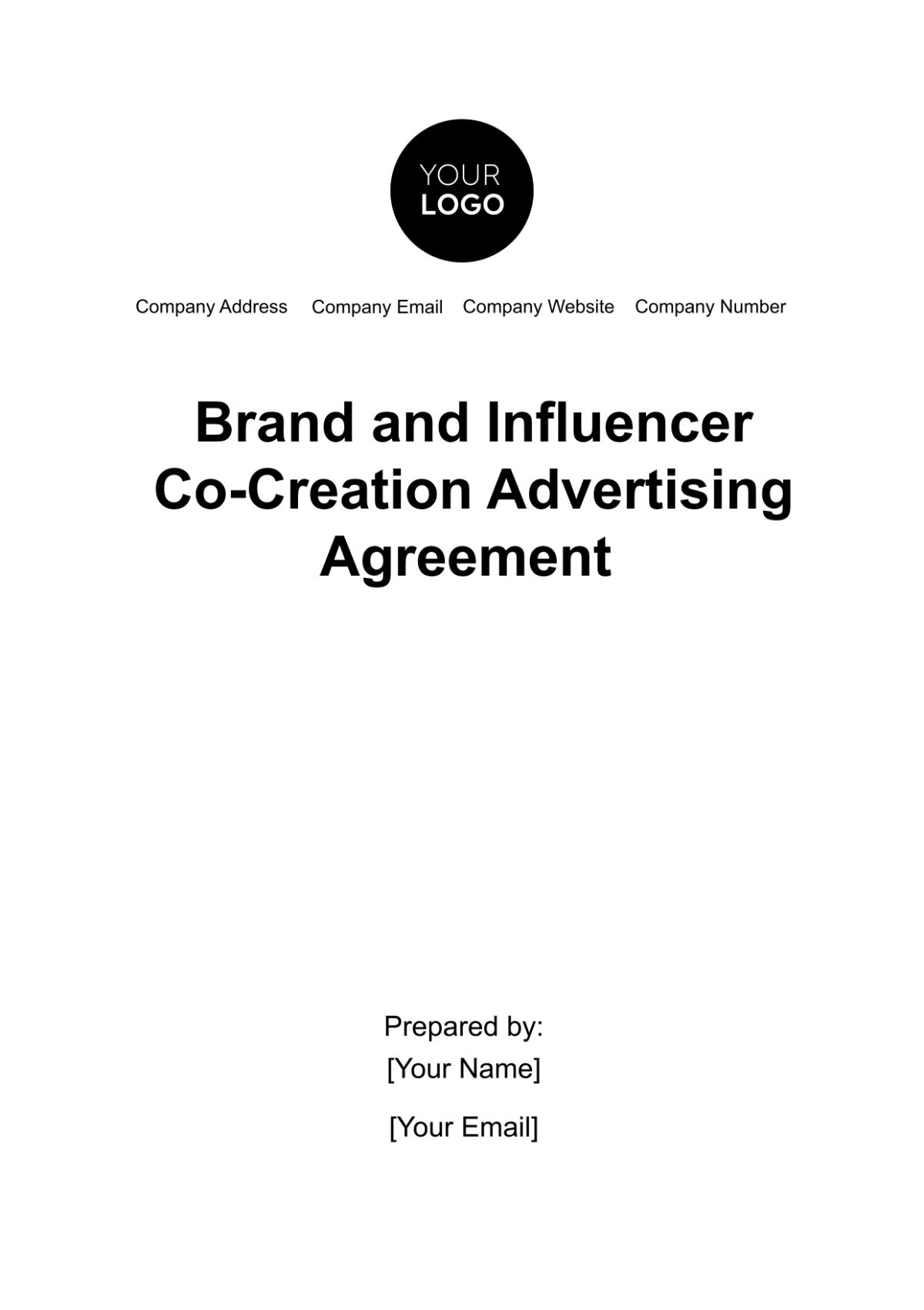 Free Brand and Influencer Co-Creation Advertising Agreement Template