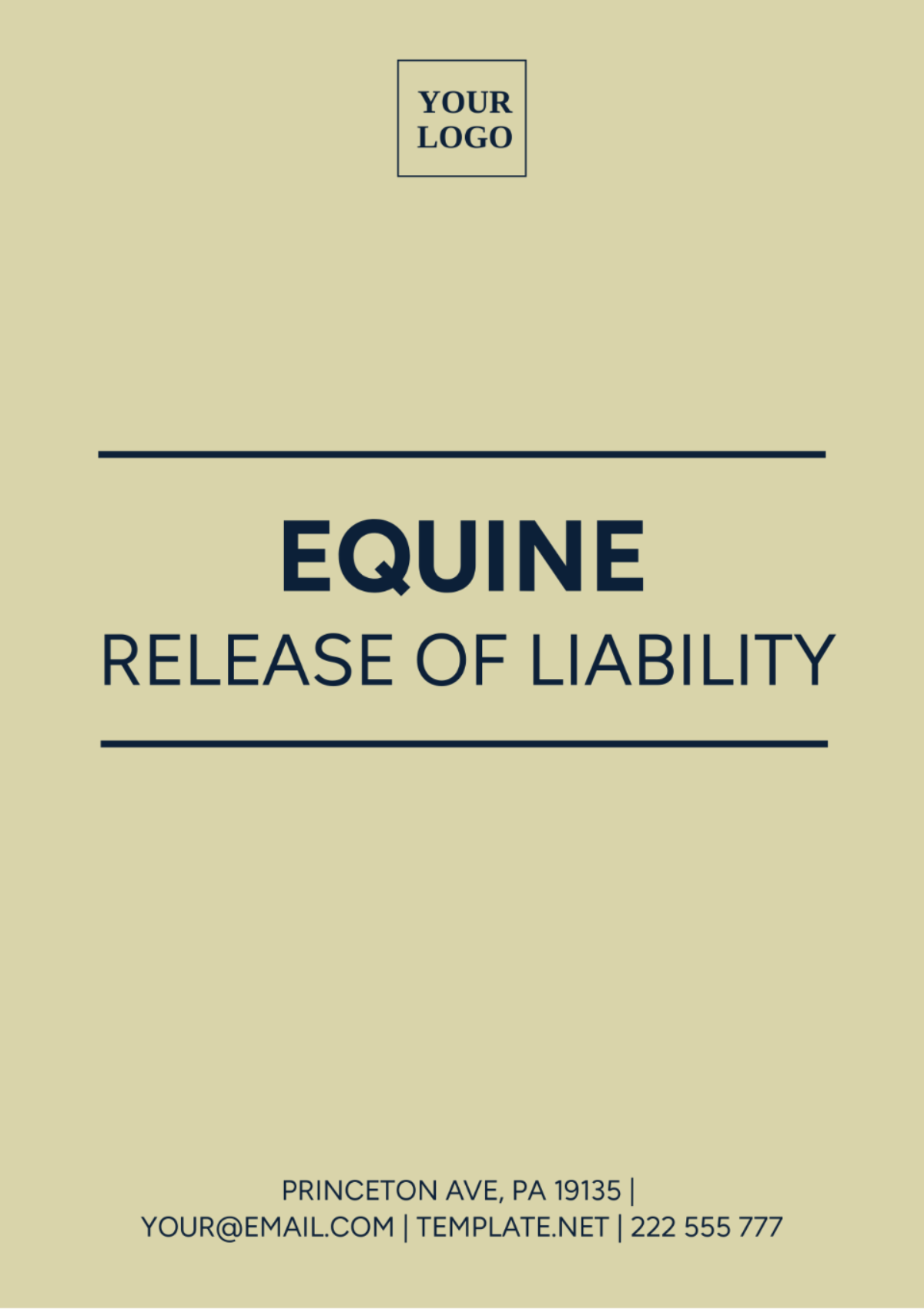 Equine Release Of Liability Template