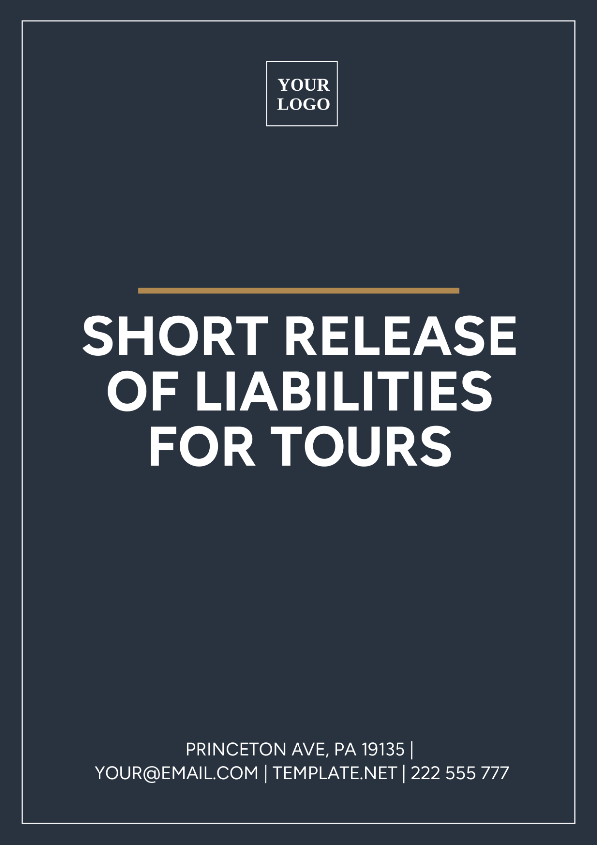 Short Release Of Liability For Tours Template