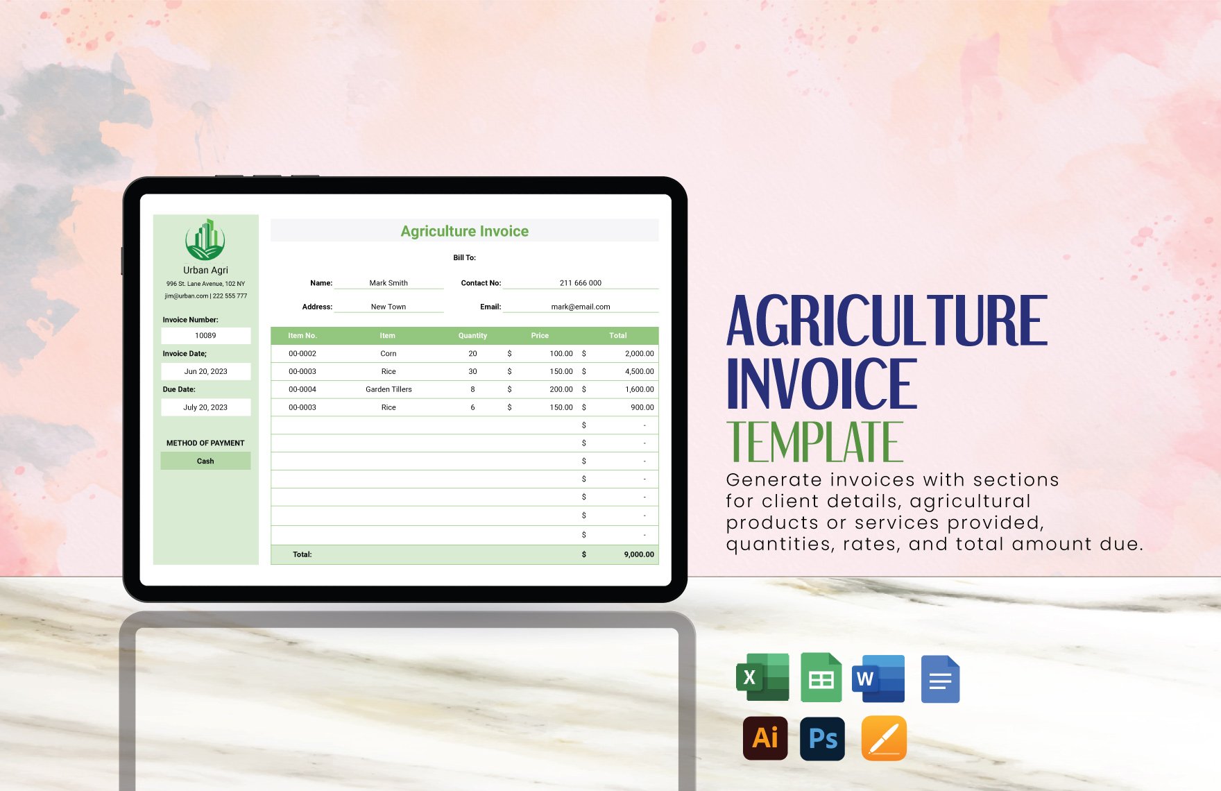 Agriculture Invoice Template