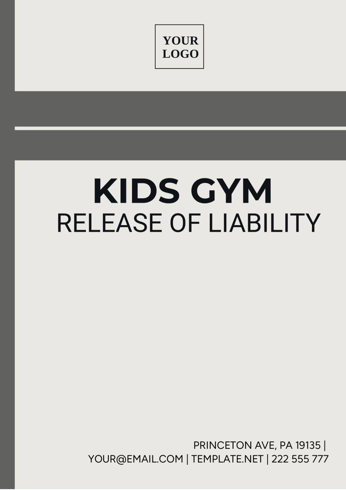 Kids Gym Release Of Liability Template