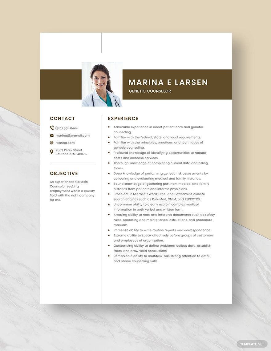 Free Genetic Counselor Resume