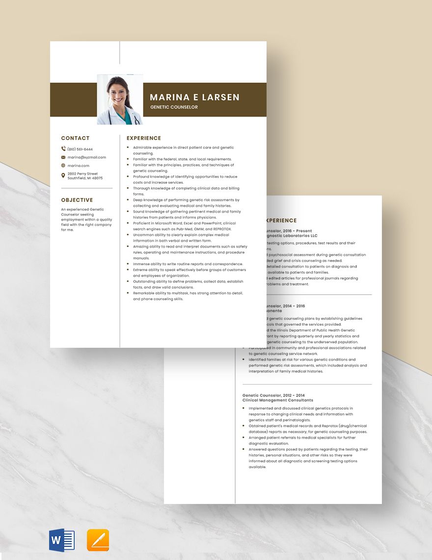 Genetic Counselor Resume
